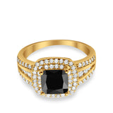Halo Art Deco Wedding Ring Simulated Cubic Zirconia 925 Sterling Silver