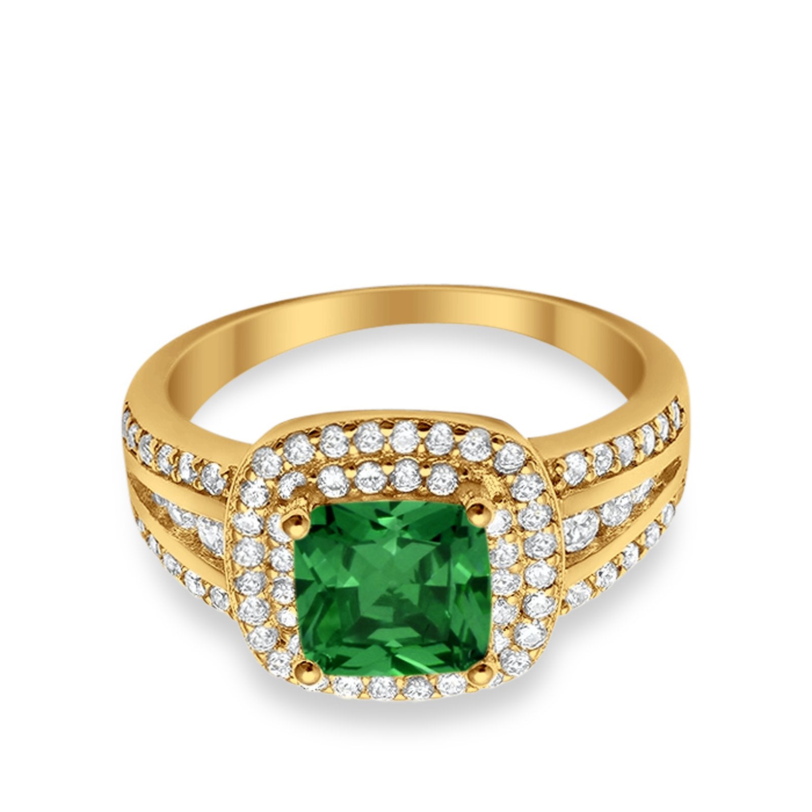 Halo Art Deco Wedding Ring Simulated Cubic Zirconia 925 Sterling Silver