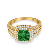 Halo Art Deco Wedding Ring Simulated Cubic Zirconia 925 Sterling Silver