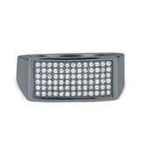 Micro Pave Hip Hop Ice Out Ring Simulated Cubic Zirconia 925 Sterling Silver