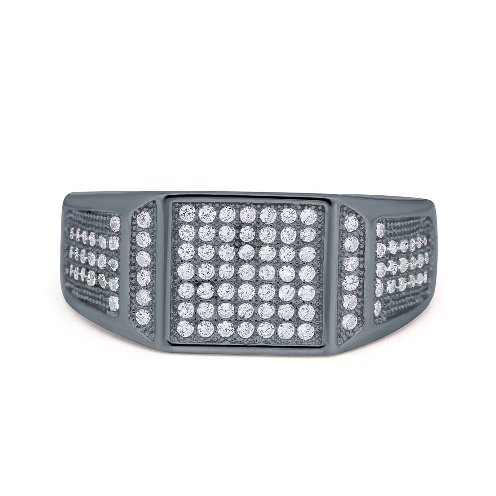 Micro Pave Eternity Engagement Ring Round Simulated CZ 925 Sterling Silver