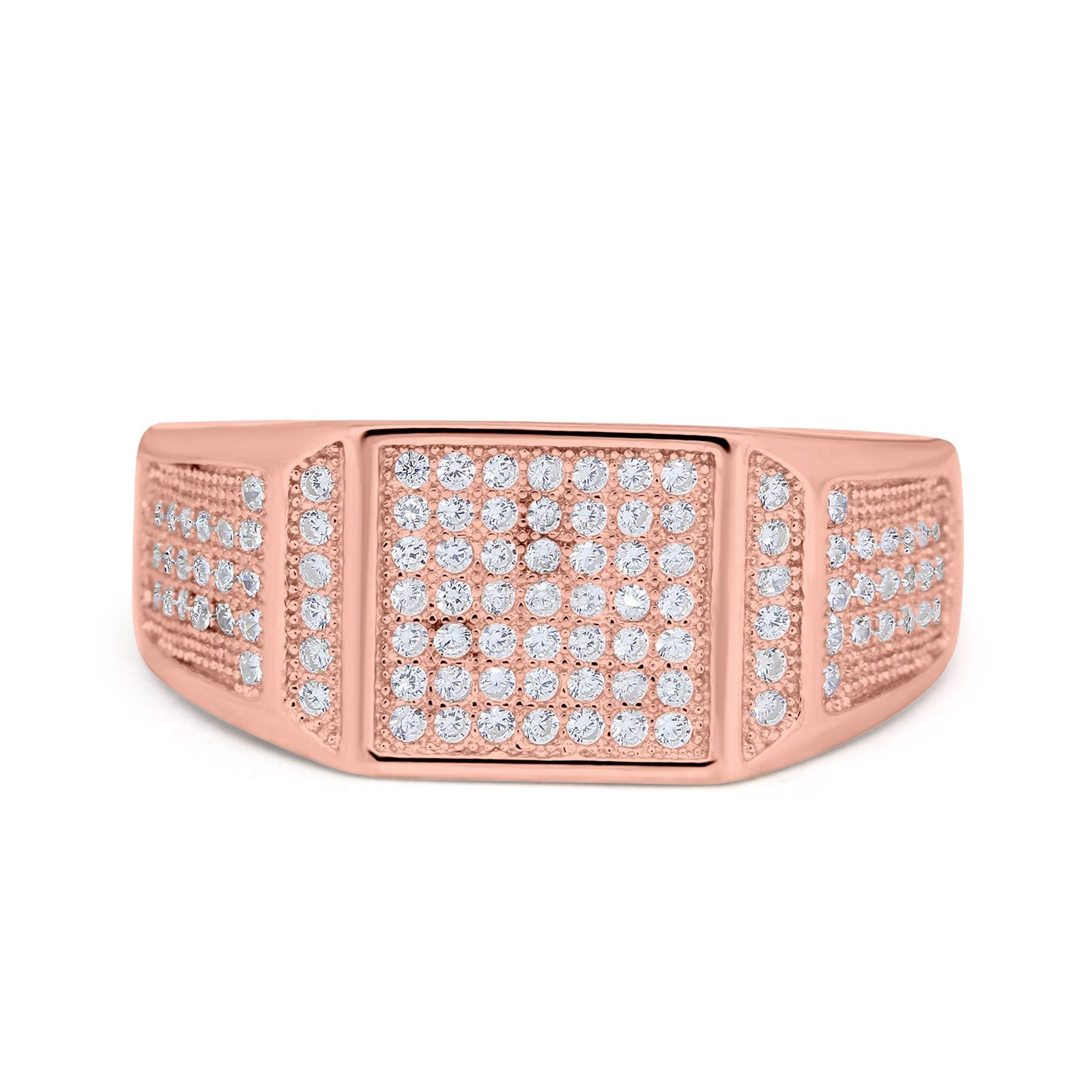 Micro Pave Eternity Engagement Ring Round Simulated CZ 925 Sterling Silver