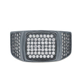 Hip Hop Ring Ice Micro Pave Round Eternity Simulated CZ 925 Sterling Silver