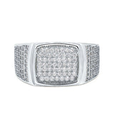 Hip Hop Ring Ice Micro Pave Round Eternity Simulated CZ 925 Sterling Silver