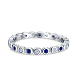 Full Eternity 2.5mm Wedding Stackable Band Ring Round Simulated Cubic Zirconia 925 Sterling Silver