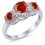 3 Stone Halo Wedding Ring Simulated Cubic Zirconia 925 Sterling Silver