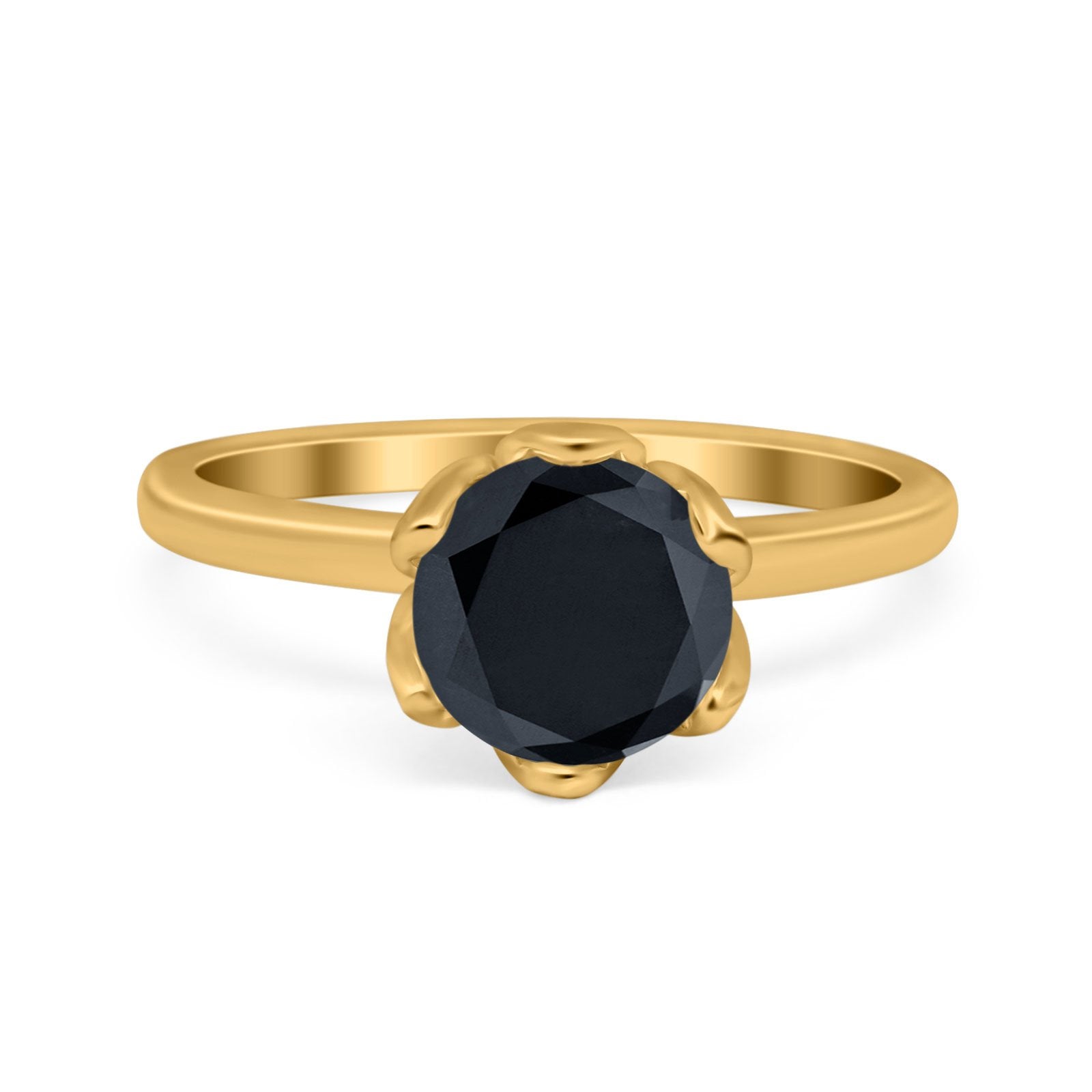 Flower Solitaire Wedding Ring Simulated Cubic Zirconia 925 Sterling Silver