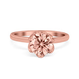 Flower Solitaire Wedding Ring Simulated Cubic Zirconia 925 Sterling Silver