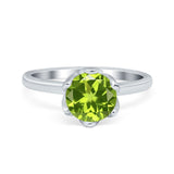 Flower Solitaire Wedding Ring Simulated Cubic Zirconia 925 Sterling Silver