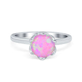 Flower Solitaire Wedding Ring Simulated Cubic Zirconia 925 Sterling Silver