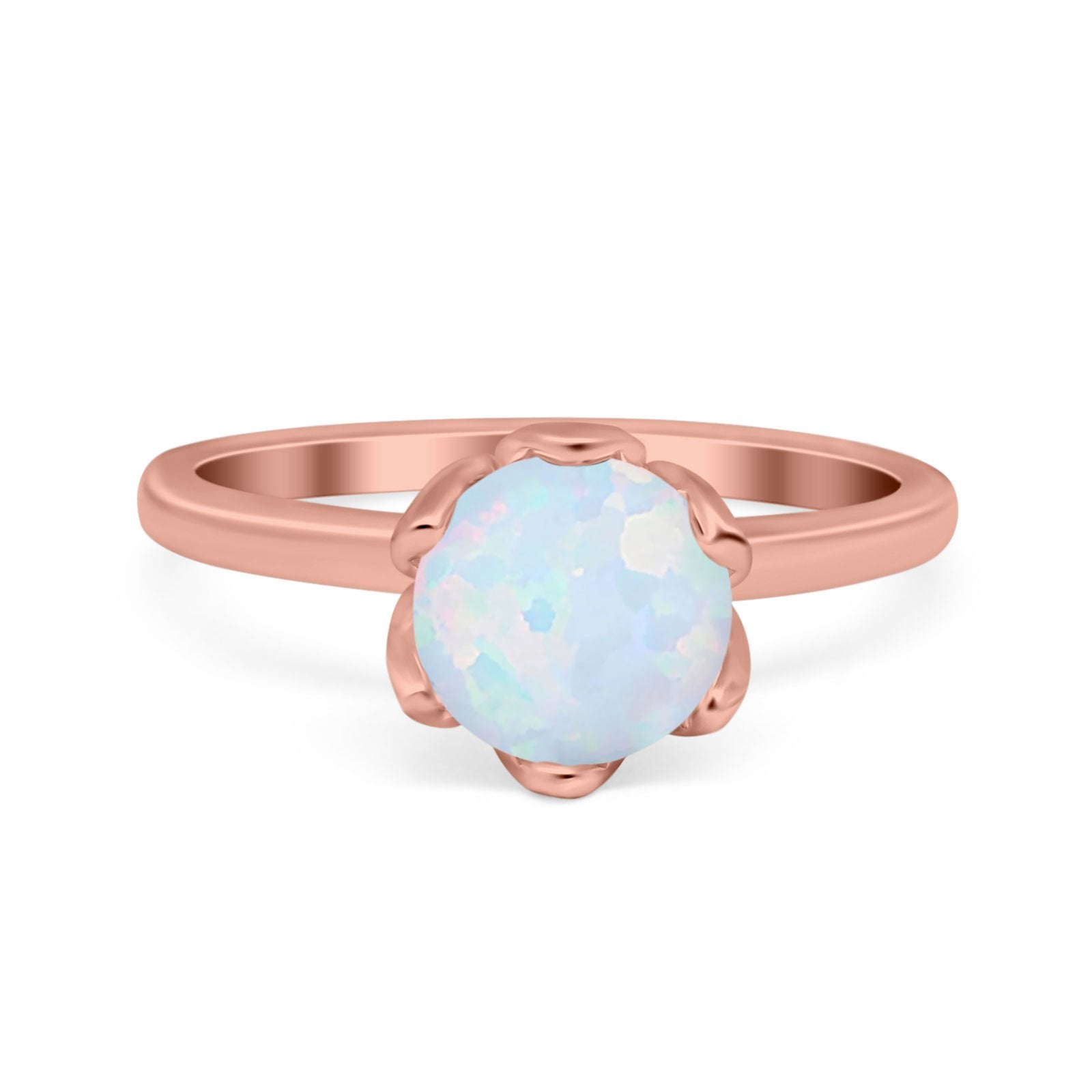 Flower Solitaire Wedding Ring Simulated Cubic Zirconia 925 Sterling Silver