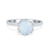 Flower Solitaire Wedding Ring Simulated Cubic Zirconia 925 Sterling Silver