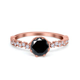 Art Deco Round Engagement Ring Simulated Cubic Zirconia 925 Sterling Silver