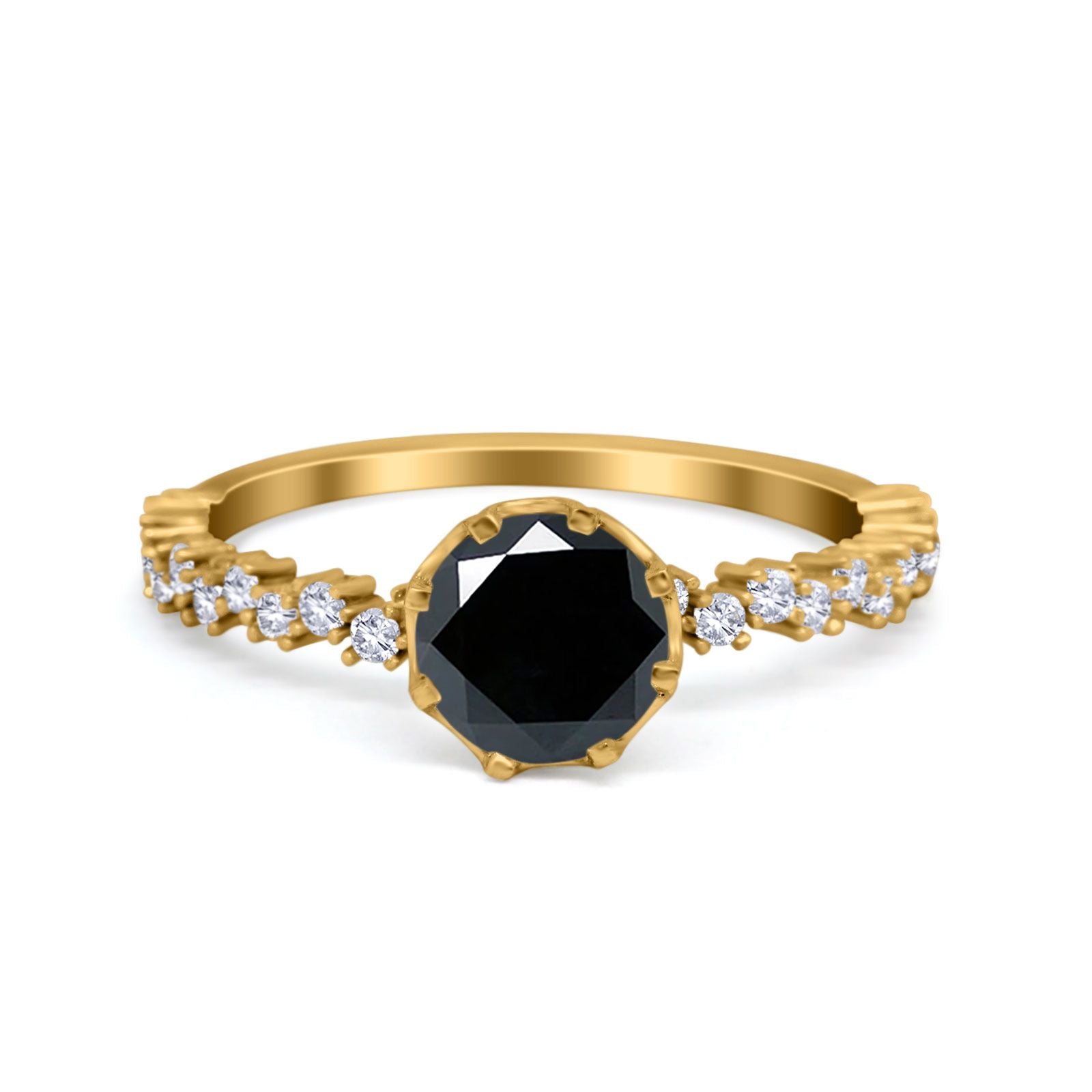 Art Deco Round Engagement Ring Simulated Cubic Zirconia 925 Sterling Silver