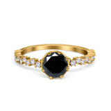 Art Deco Round Engagement Ring Simulated Cubic Zirconia 925 Sterling Silver