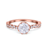 Art Deco Round Engagement Ring Simulated Cubic Zirconia 925 Sterling Silver