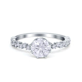 Art Deco Round Engagement Ring Simulated Cubic Zirconia 925 Sterling Silver