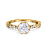 Art Deco Round Engagement Ring Simulated Cubic Zirconia 925 Sterling Silver