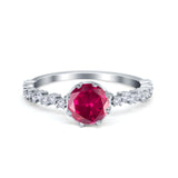 Art Deco Round Engagement Ring Simulated Cubic Zirconia 925 Sterling Silver