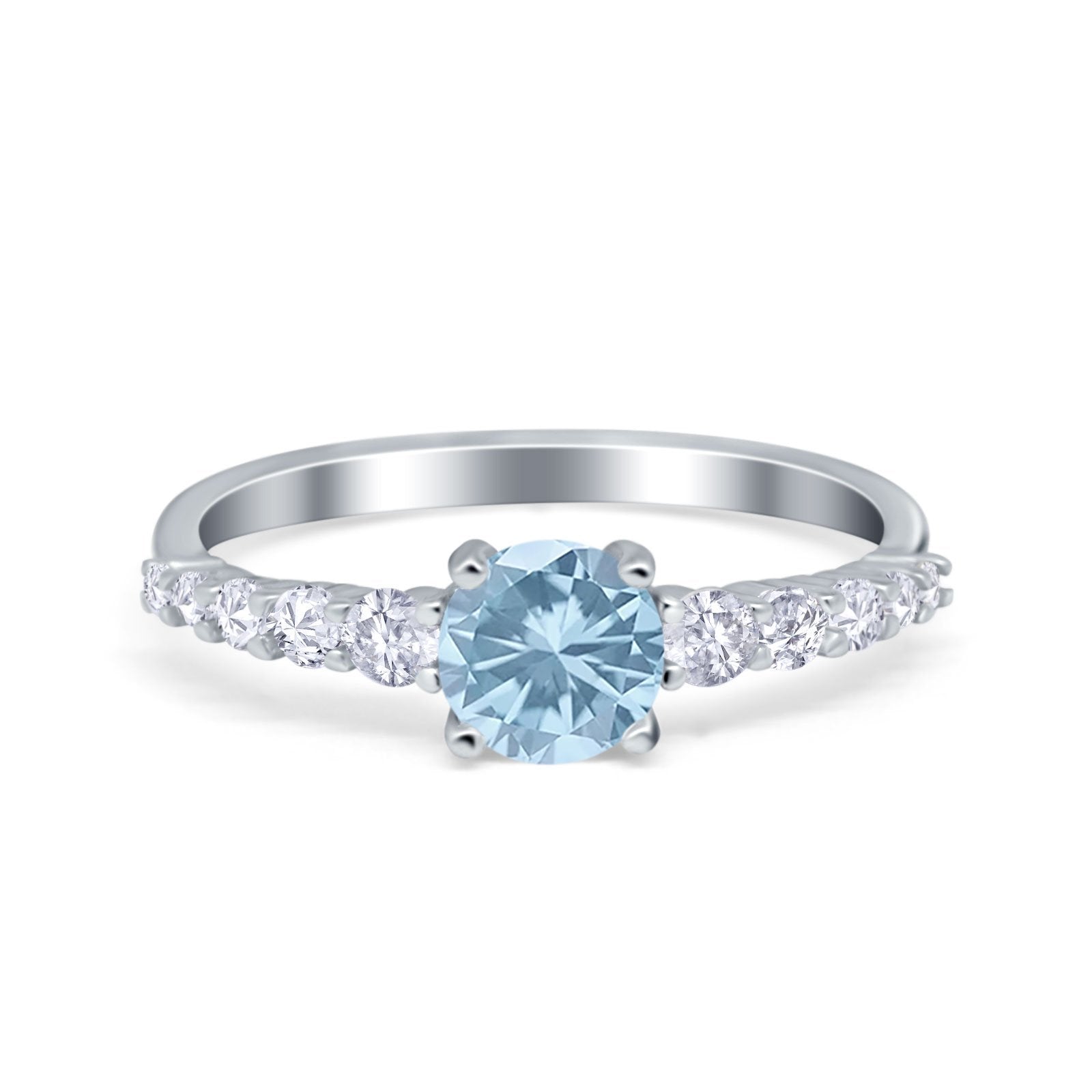 Petite Dainty Engagement Ring Round Simulated Cubic Zirconia 925 Sterling Silver