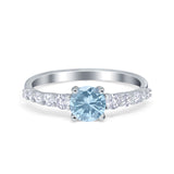 Petite Dainty Engagement Ring Round Simulated Cubic Zirconia 925 Sterling Silver