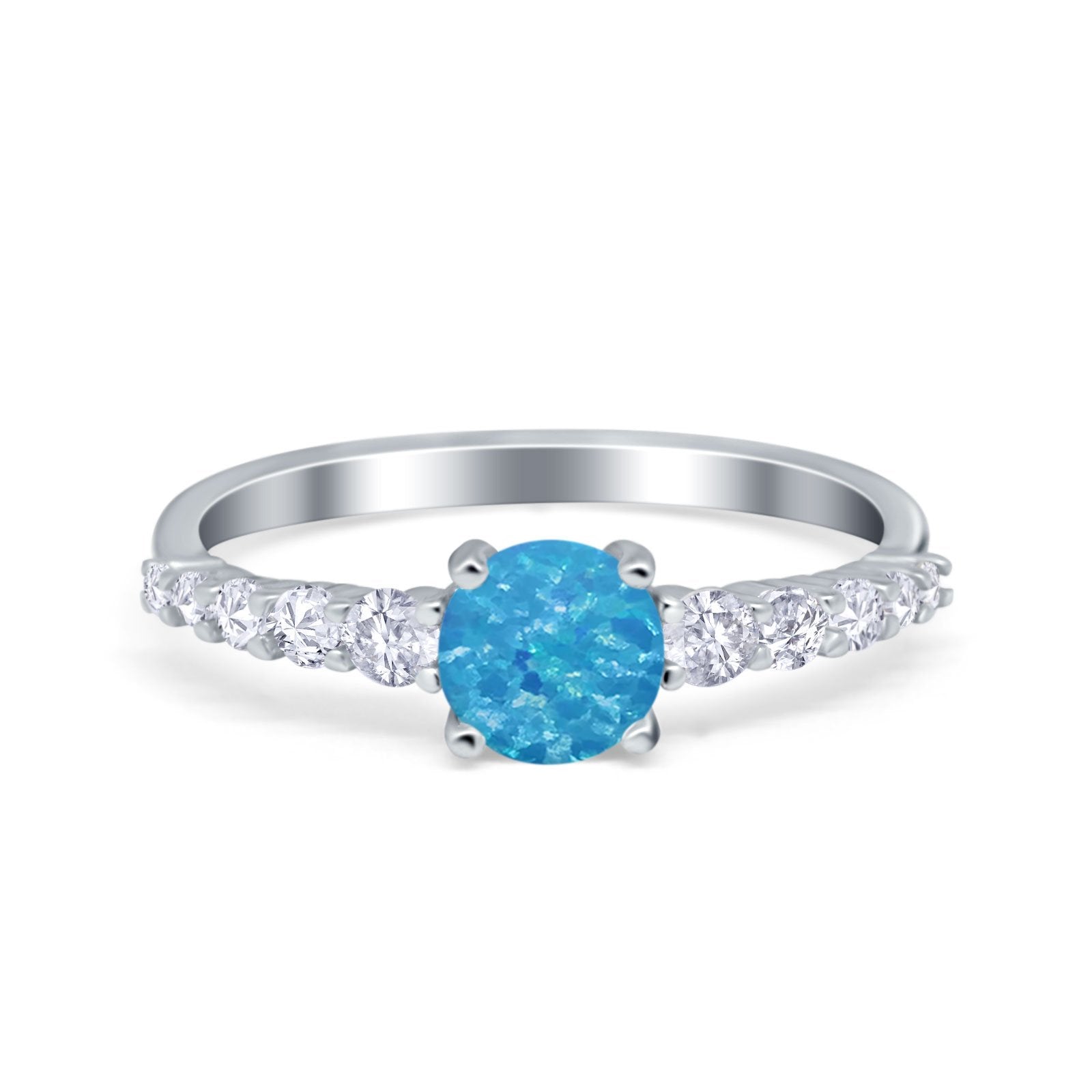 Petite Dainty Engagement Ring Round Simulated Cubic Zirconia 925 Sterling Silver