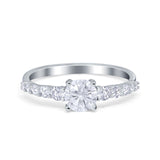 Petite Dainty Engagement Ring Round Simulated Cubic Zirconia 925 Sterling Silver