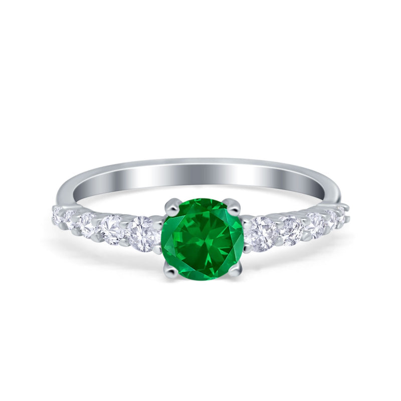 Petite Dainty Engagement Ring Round Simulated Cubic Zirconia 925 Sterling Silver