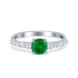 Petite Dainty Engagement Ring Round Simulated Cubic Zirconia 925 Sterling Silver