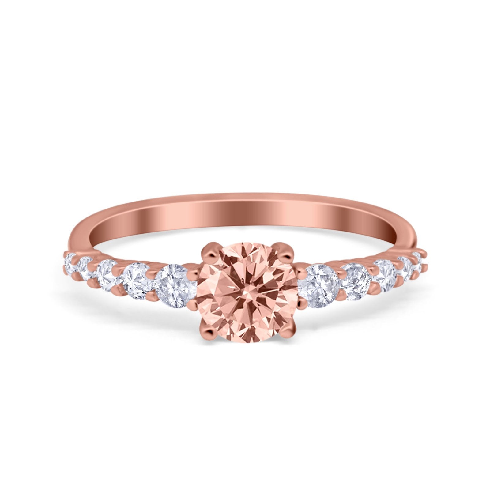 Petite Dainty Engagement Ring Round Simulated Cubic Zirconia 925 Sterling Silver