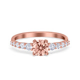 Petite Dainty Engagement Ring Round Simulated Cubic Zirconia 925 Sterling Silver