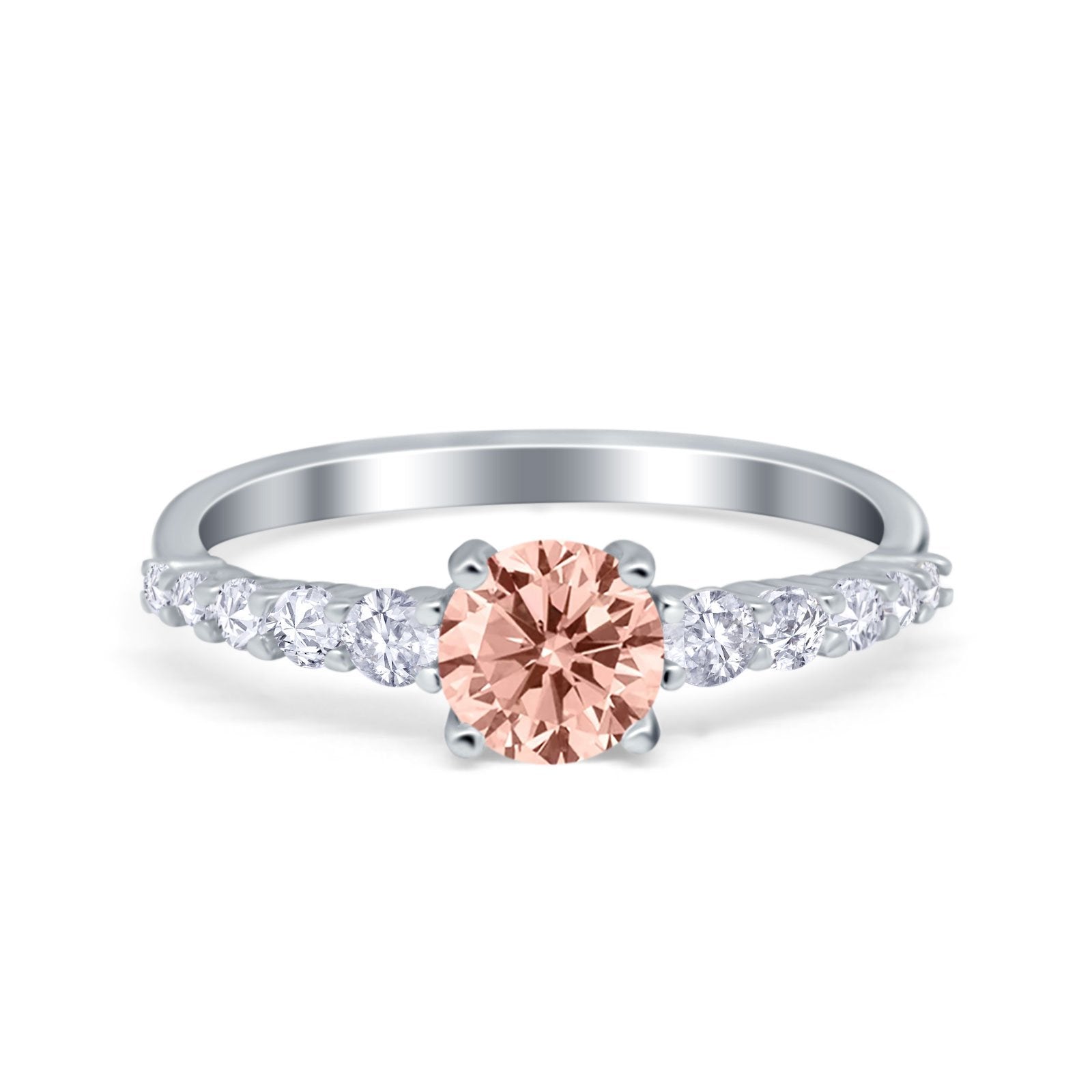 Petite Dainty Engagement Ring Round Simulated Cubic Zirconia 925 Sterling Silver