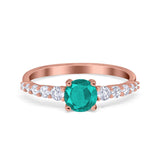 Petite Dainty Engagement Ring Round Simulated Cubic Zirconia 925 Sterling Silver