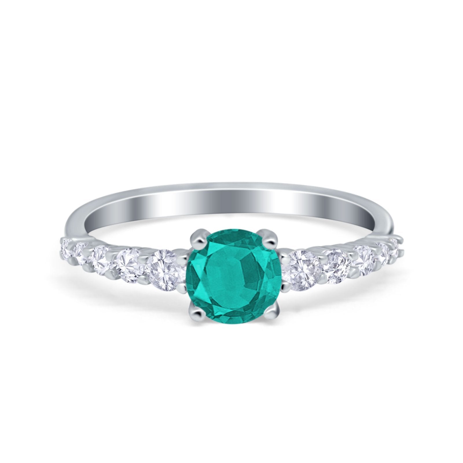 Petite Dainty Engagement Ring Round Simulated Cubic Zirconia 925 Sterling Silver