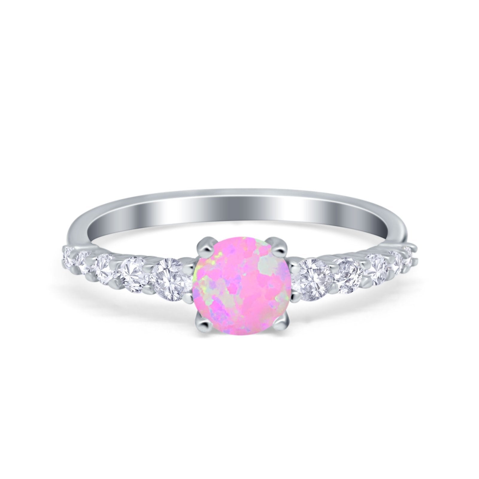 Petite Dainty Engagement Ring Round Simulated Cubic Zirconia 925 Sterling Silver