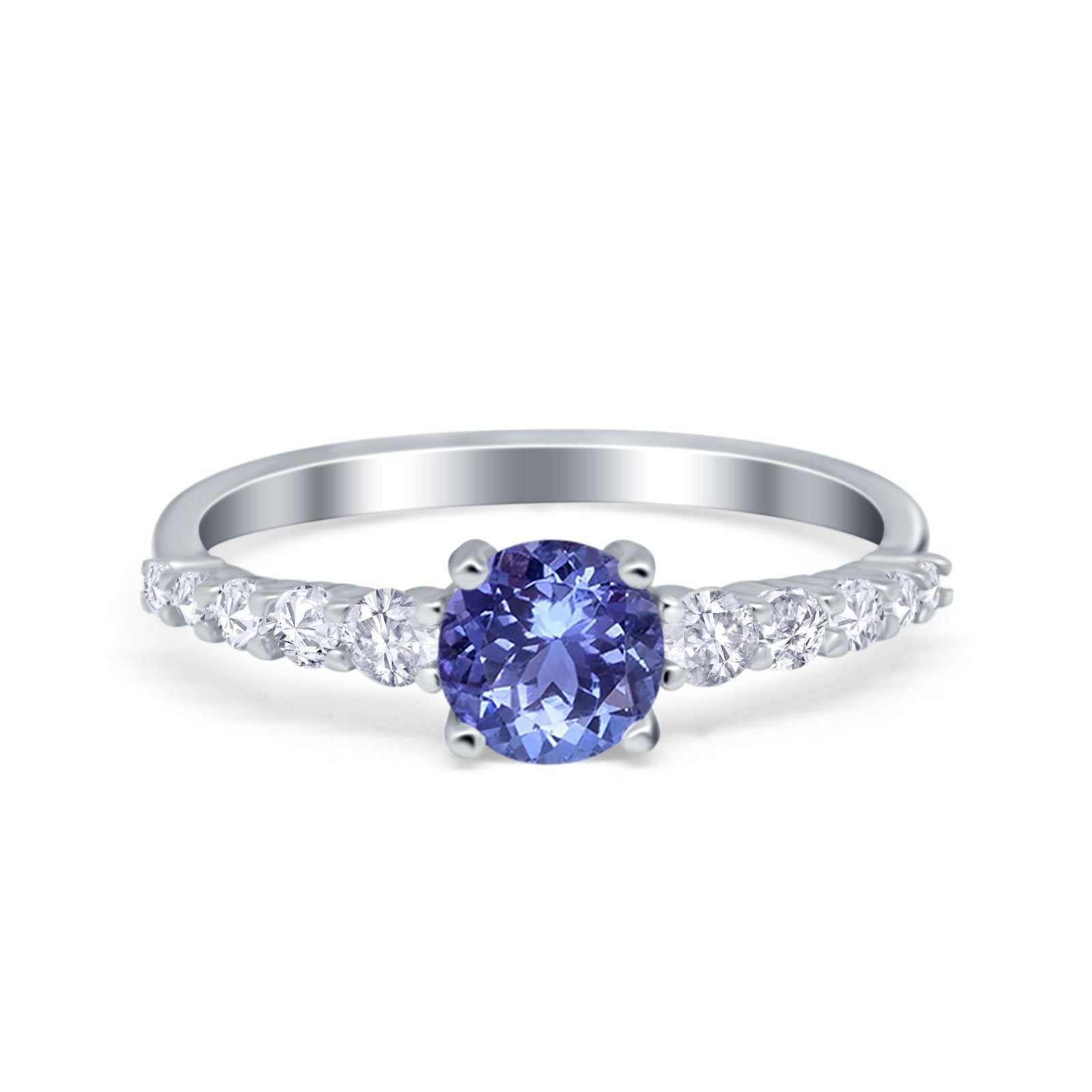 Petite Dainty Engagement Ring Round Simulated Cubic Zirconia 925 Sterling Silver