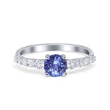 Petite Dainty Engagement Ring Round Simulated Cubic Zirconia 925 Sterling Silver