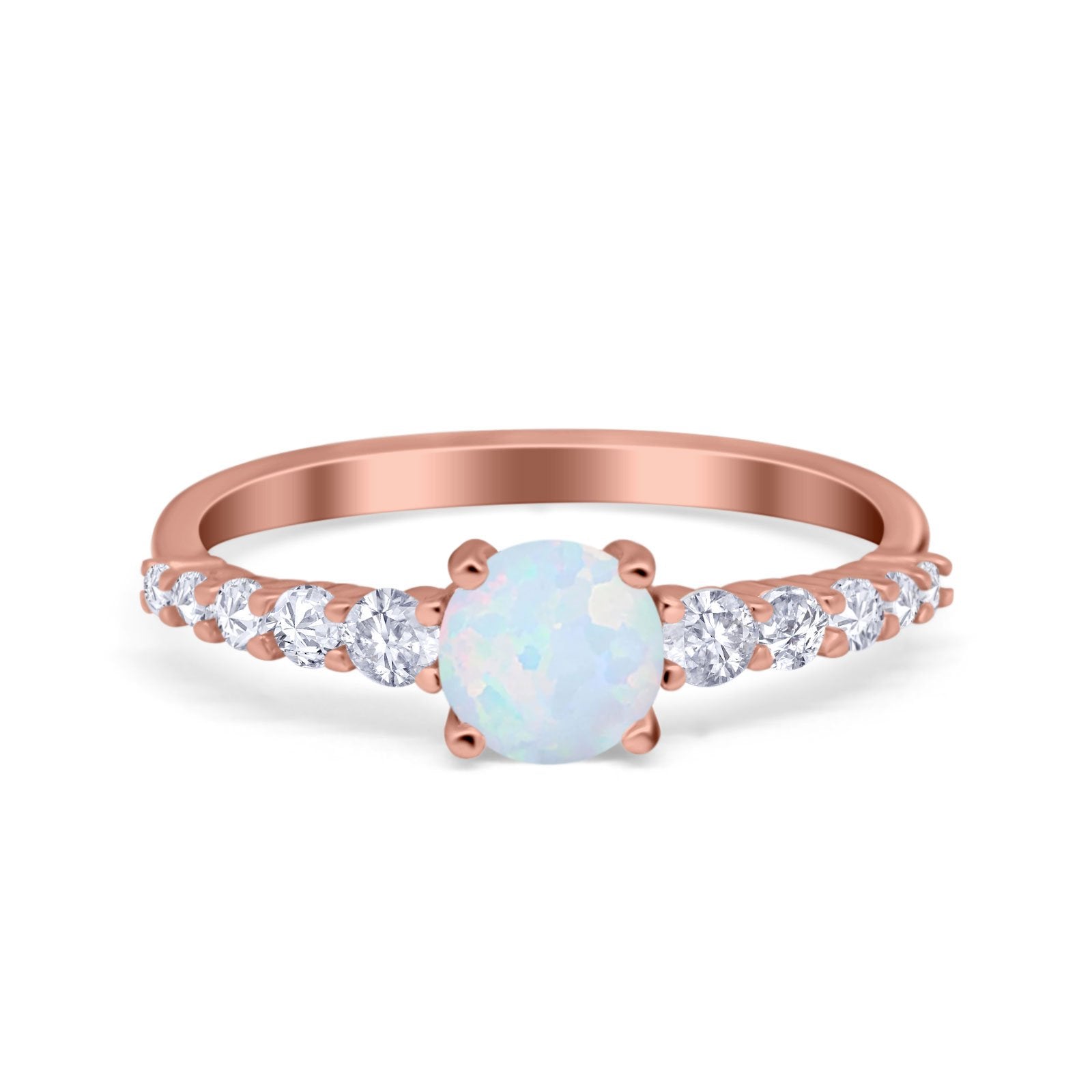 Petite Dainty Engagement Ring Round Simulated Cubic Zirconia 925 Sterling Silver