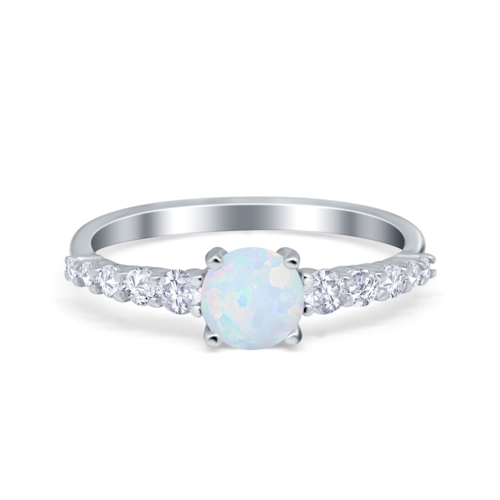 Petite Dainty Engagement Ring Round Simulated Cubic Zirconia 925 Sterling Silver