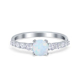 Petite Dainty Engagement Ring Round Simulated Cubic Zirconia 925 Sterling Silver