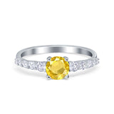 Petite Dainty Engagement Ring Round Simulated Cubic Zirconia 925 Sterling Silver