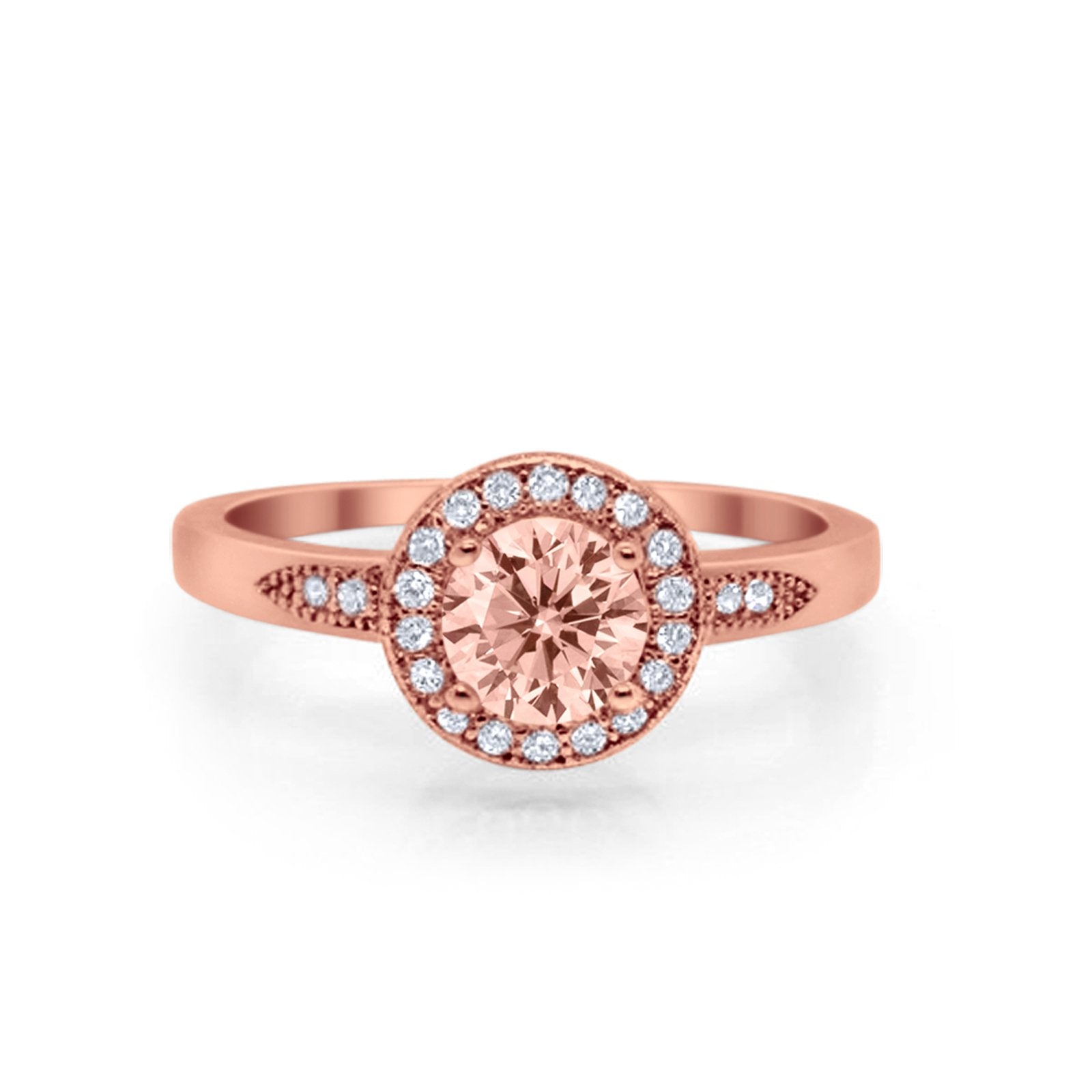 Halo Wedding Engagement Ring Round Cubic Zirconia 925 Sterling Silver SRO-16902