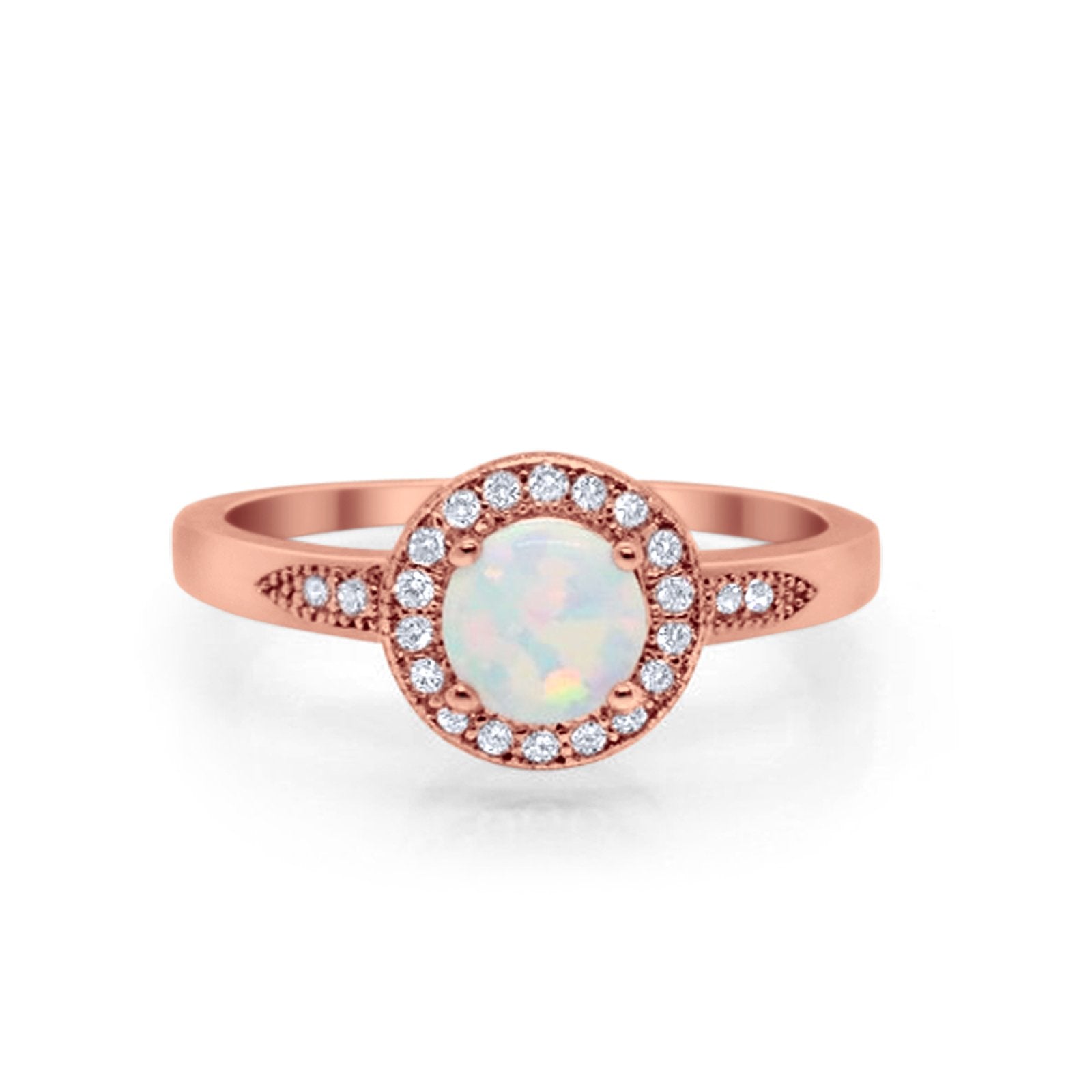 Halo Wedding Engagement Ring Round Cubic Zirconia 925 Sterling Silver SRO-16902