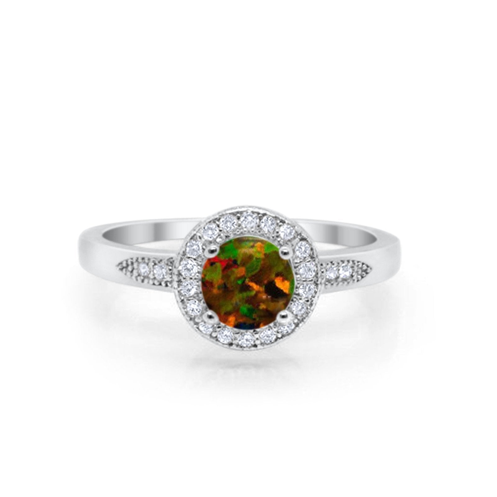 Halo Wedding Engagement Ring Round Cubic Zirconia 925 Sterling Silver -3