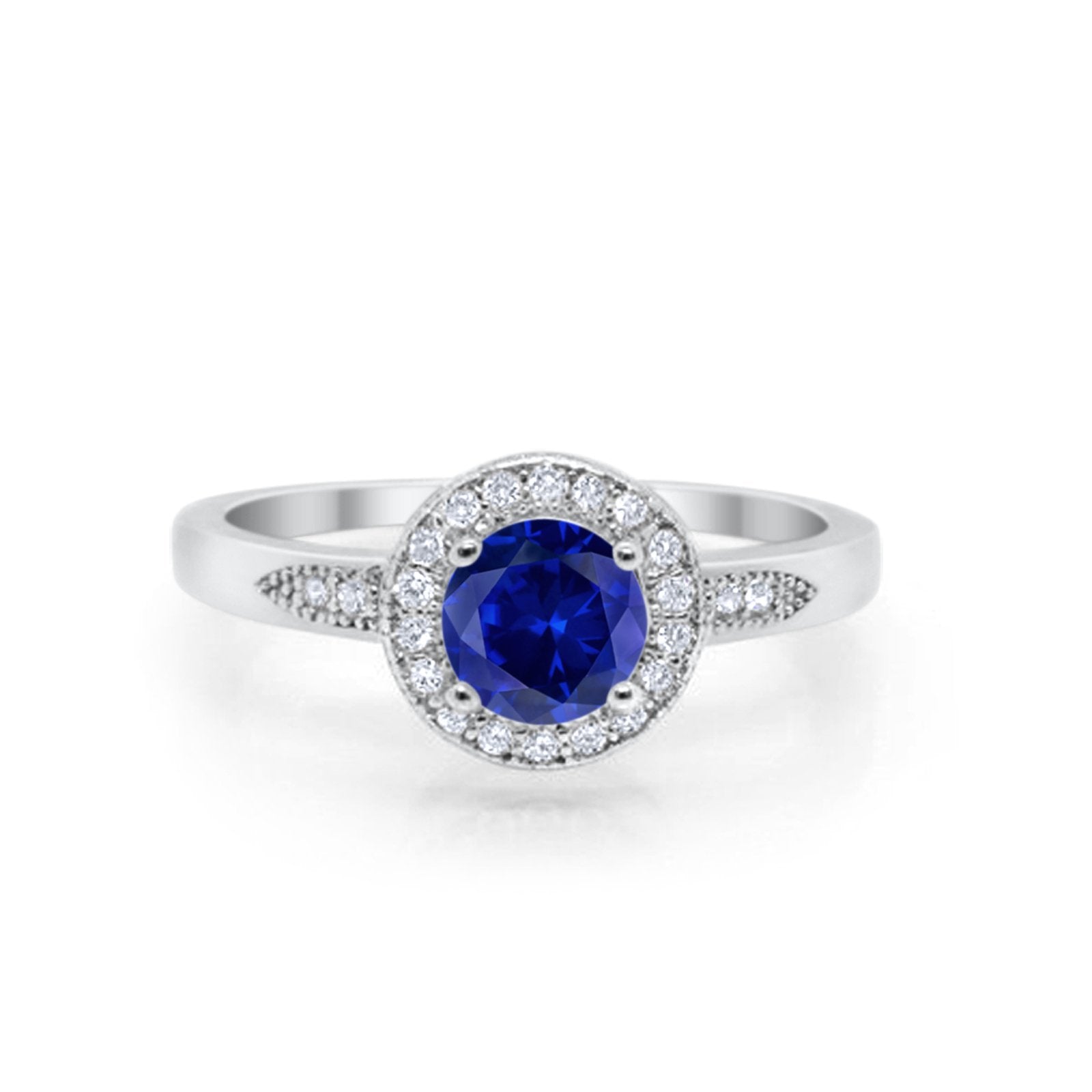 Halo Wedding Engagement Ring Round Cubic Zirconia 925 Sterling Silver SRO-16902