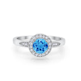 Halo Wedding Engagement Ring Round Cubic Zirconia 925 Sterling Silver -3