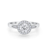 Halo Wedding Engagement Ring Round Cubic Zirconia 925 Sterling Silver SRO-16902