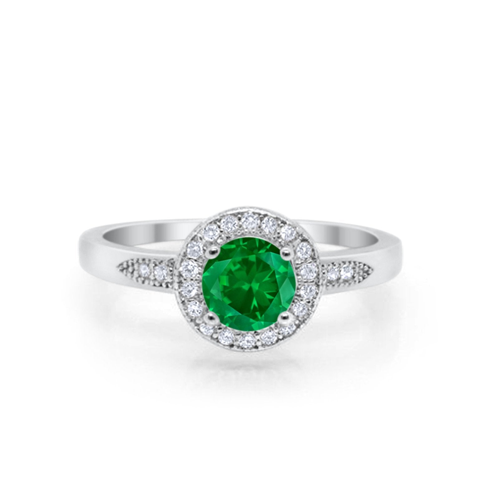 Halo Wedding Engagement Ring Round Cubic Zirconia 925 Sterling Silver SRO-16902