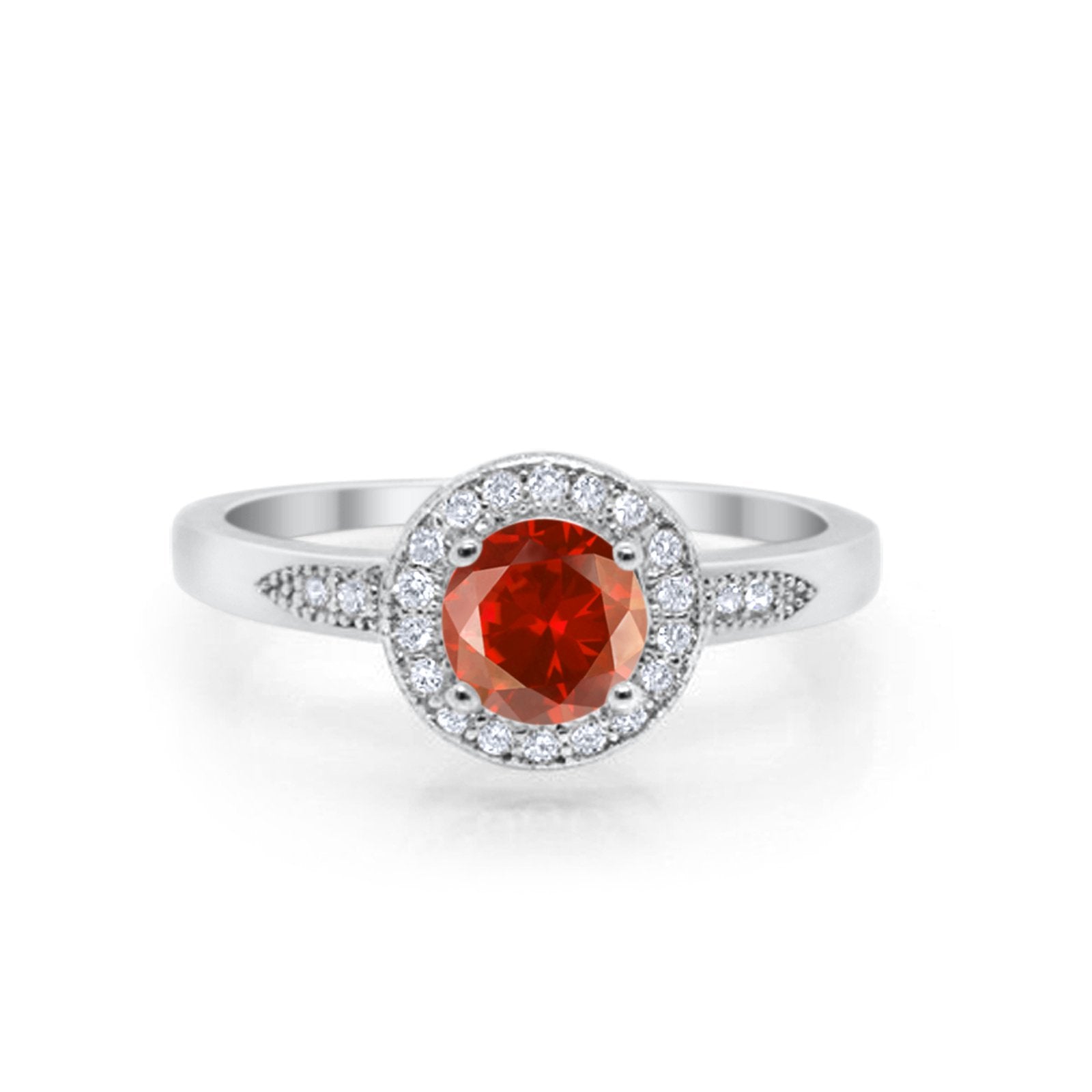 Halo Wedding Engagement Ring Round Cubic Zirconia 925 Sterling Silver SRO-16902