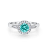 Halo Wedding Engagement Ring Round Cubic Zirconia 925 Sterling Silver -3